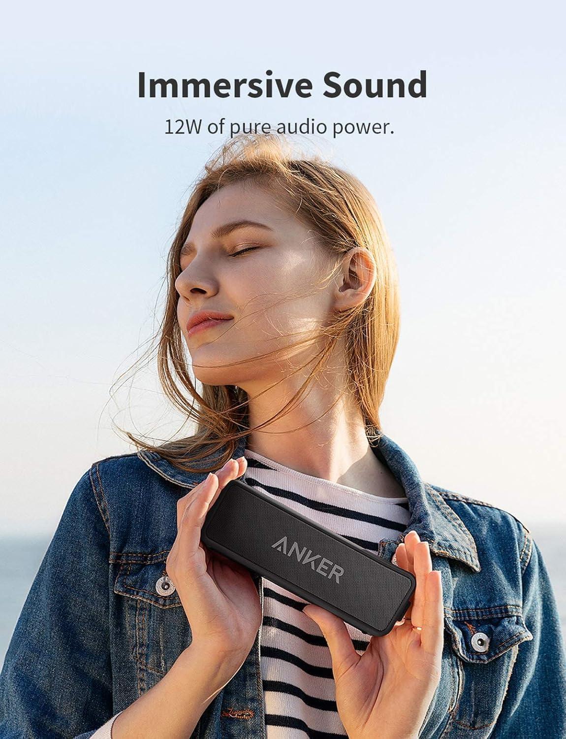 image:imageAnker Soundcore 2 Portable Bluetooth Speaker with Stereo Sound Bluetooth 5 Bassup IPX7 Waterproof 24Hour Playtime Wireless Speaker for Home Outdoors Travel BlueBlack