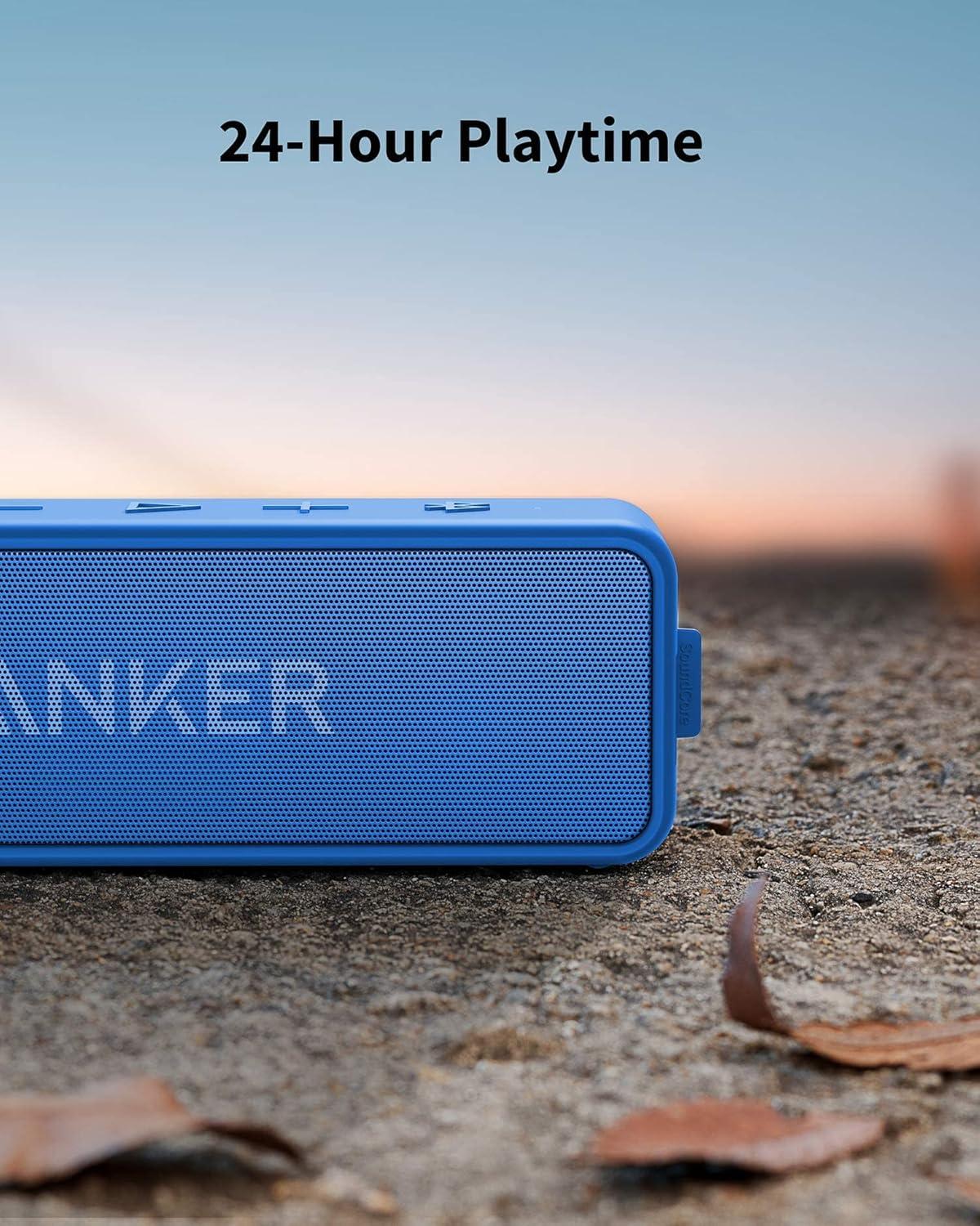 image:imageAnker Soundcore 2 Portable Bluetooth Speaker with Stereo Sound Bluetooth 5 Bassup IPX7 Waterproof 24Hour Playtime Wireless Speaker for Home Outdoors Travel Navy BlueBlue