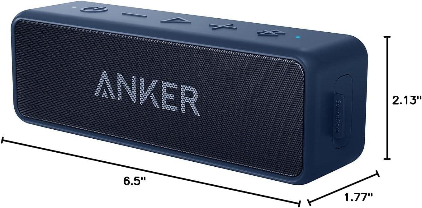 image:imageAnker Soundcore 2 Portable Bluetooth Speaker with Stereo Sound Bluetooth 5 Bassup IPX7 Waterproof 24Hour Playtime Wireless Speaker for Home Outdoors Travel BlueNavy Blue