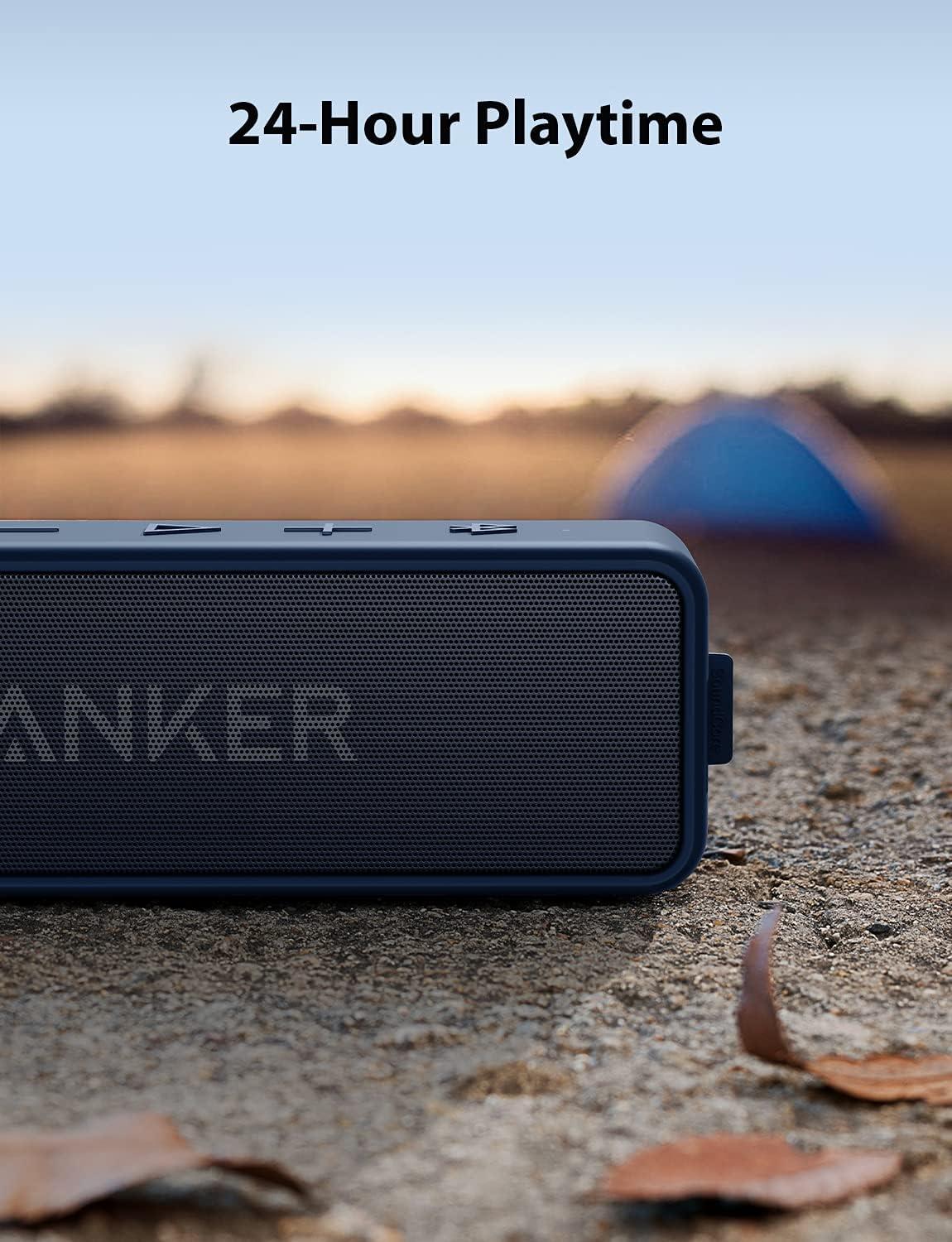 image:imageAnker Soundcore 2 Portable Bluetooth Speaker with Stereo Sound Bluetooth 5 Bassup IPX7 Waterproof 24Hour Playtime Wireless Speaker for Home Outdoors Travel BlueNavy Blue