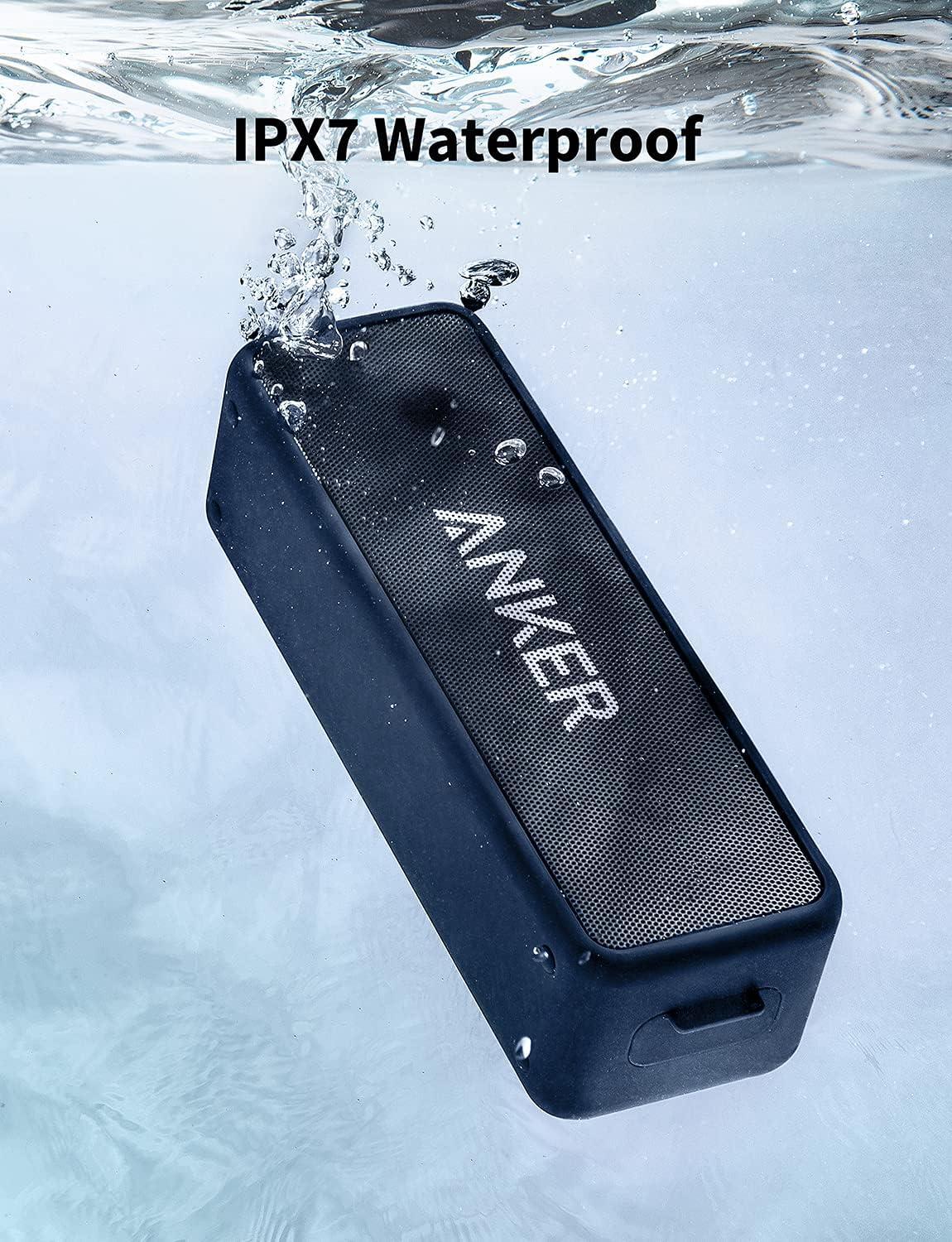 image:imageAnker Soundcore 2 Portable Bluetooth Speaker with Stereo Sound Bluetooth 5 Bassup IPX7 Waterproof 24Hour Playtime Wireless Speaker for Home Outdoors Travel BlueNavy Blue