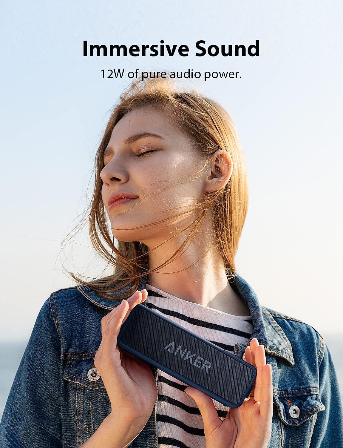 image:imageAnker Soundcore 2 Portable Bluetooth Speaker with Stereo Sound Bluetooth 5 Bassup IPX7 Waterproof 24Hour Playtime Wireless Speaker for Home Outdoors Travel BlueNavy Blue