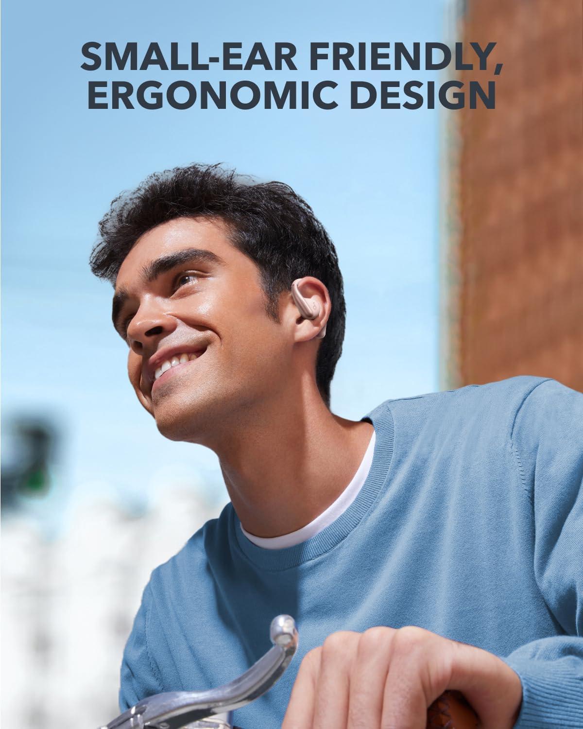 image:imageAnker Soundcore AeroFit OpenEar Headphones Ultra Comfort Snug Fit Ergonomic Ear Hook Balanced Sound IPX7 Waterproof 42H PlaytimeSmallEar FriendlyApp ControlClear CallsWireless EarbudsCozy Blue
