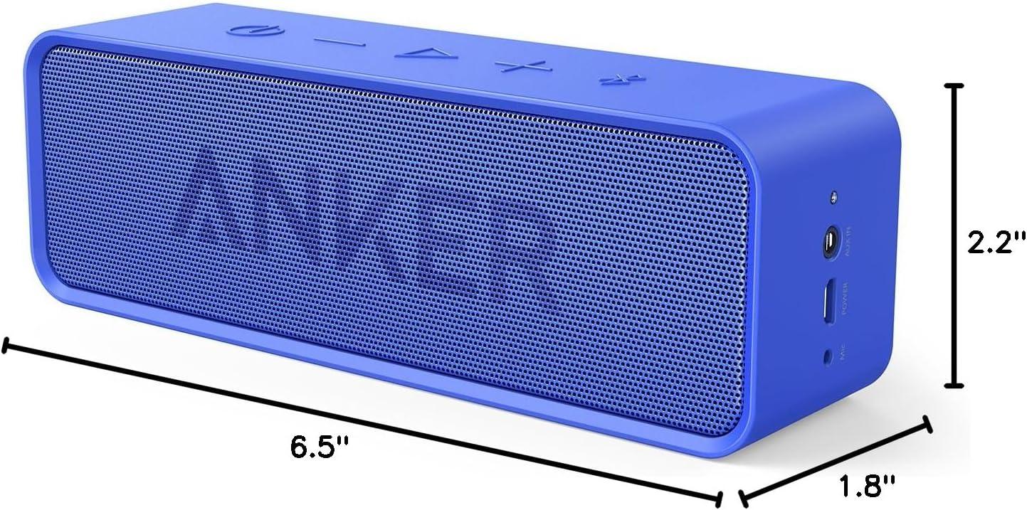 image:imageAnker Soundcore Upgraded Bluetooth Speaker with IPX5 Waterproof Stereo Sound 24H Playtime Portable Wireless Speaker for iPhone Samsung and More BlackBlue
