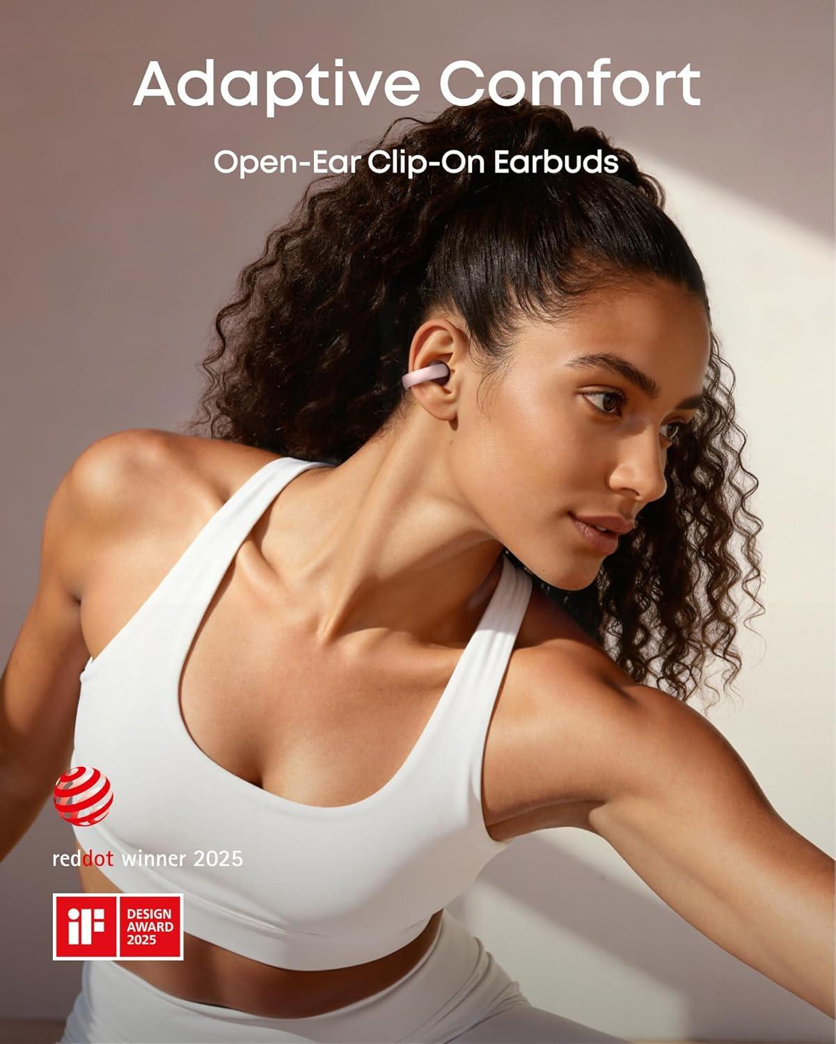 image:imageSoundcore AeroClip by Anker OpenEar Earbuds ClipOn Headphones Adaptive Comfort Clear Calls with 4 Mics and AI Stable Fit 12mm Drivers for Powerful Bass HiRes OpenRing DesignRosy Brown