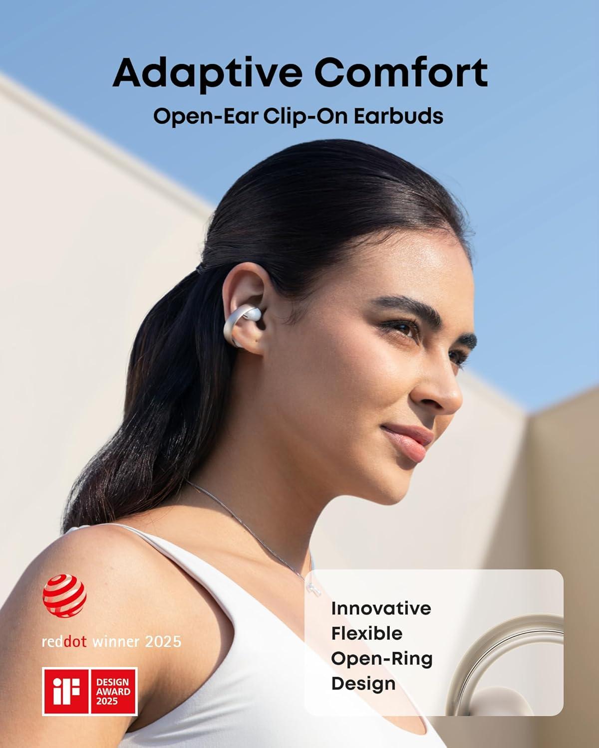 image:imageSoundcore AeroClip by Anker OpenEar Earbuds ClipOn Headphones Adaptive Comfort Clear Calls with 4 Mics and AI Stable Fit 12mm Drivers for Powerful Bass HiRes OpenRing DesignChampagne Mist