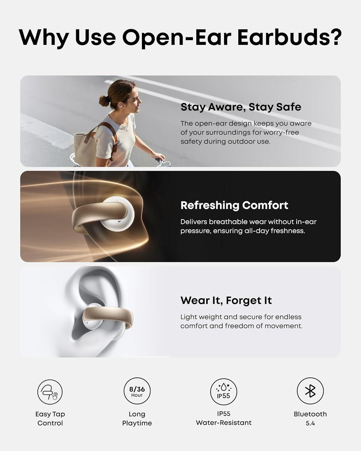 image:imageSoundcore AeroClip by Anker OpenEar Earbuds ClipOn Headphones Adaptive Comfort Clear Calls with 4 Mics and AI Stable Fit 12mm Drivers for Powerful Bass HiRes OpenRing DesignChampagne Mist