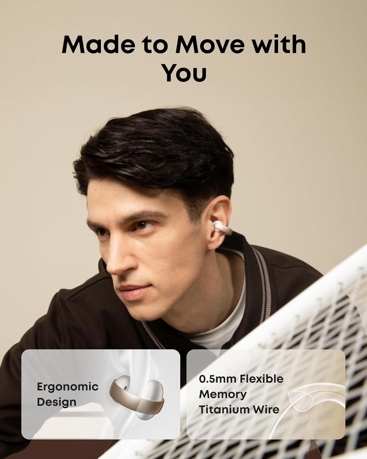 image:imageSoundcore AeroClip by Anker OpenEar Earbuds ClipOn Headphones Adaptive Comfort Clear Calls with 4 Mics and AI Stable Fit 12mm Drivers for Powerful Bass HiRes OpenRing DesignChampagne Mist