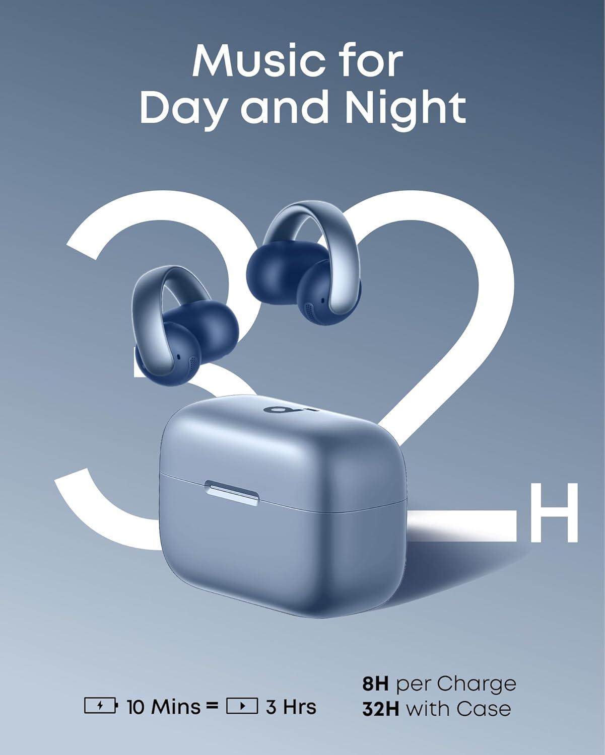 image:imageSoundcore AeroClip by Anker OpenEar Earbuds ClipOn Headphones Adaptive Comfort Clear Calls with 4 Mics and AI Stable Fit 12mm Drivers for Powerful Bass HiRes OpenRing DesignGlacier Blue