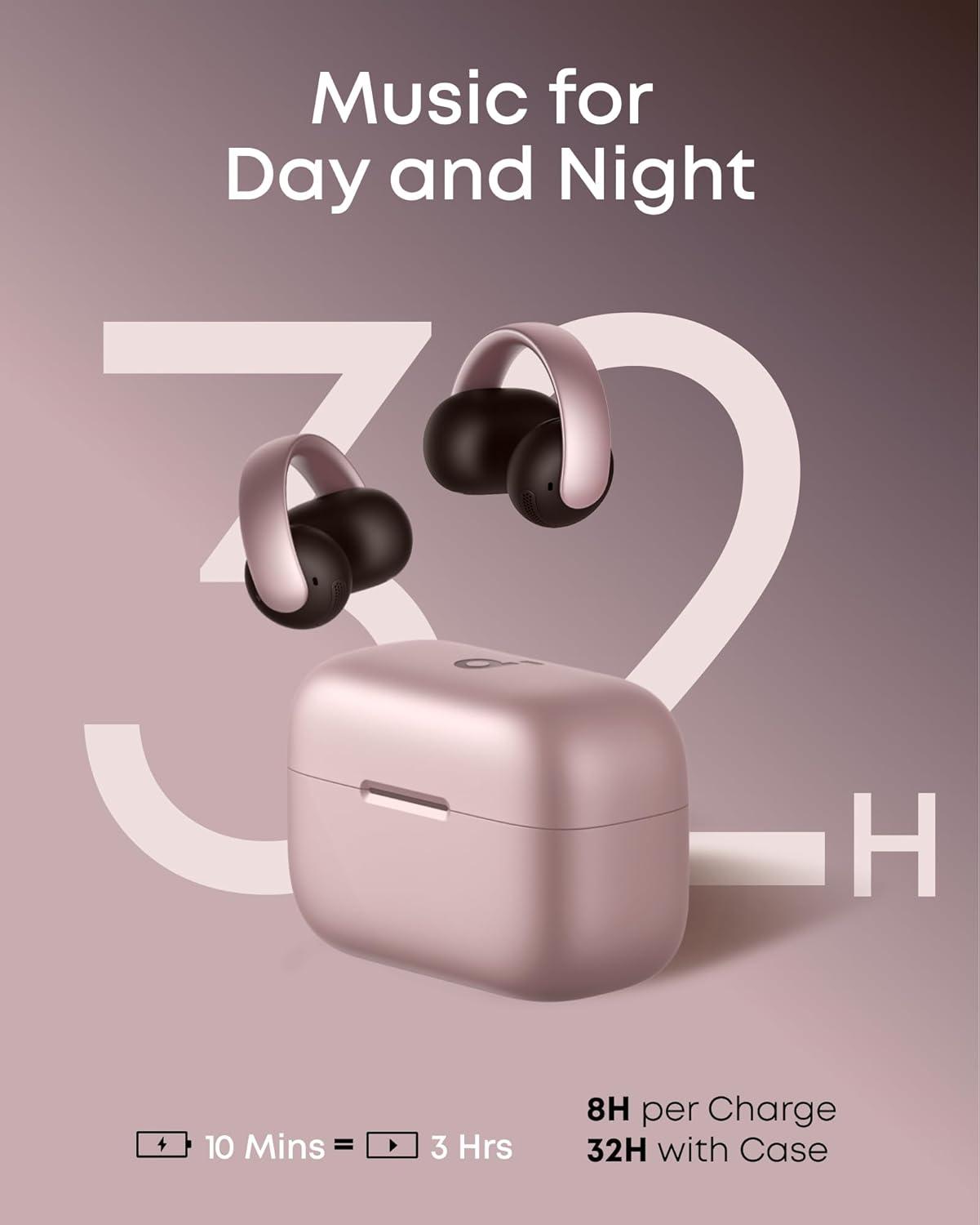 image:imageSoundcore AeroClip by Anker OpenEar Earbuds ClipOn Headphones Adaptive Comfort Clear Calls with 4 Mics and AI Stable Fit 12mm Drivers for Powerful Bass HiRes OpenRing DesignRosy Brown