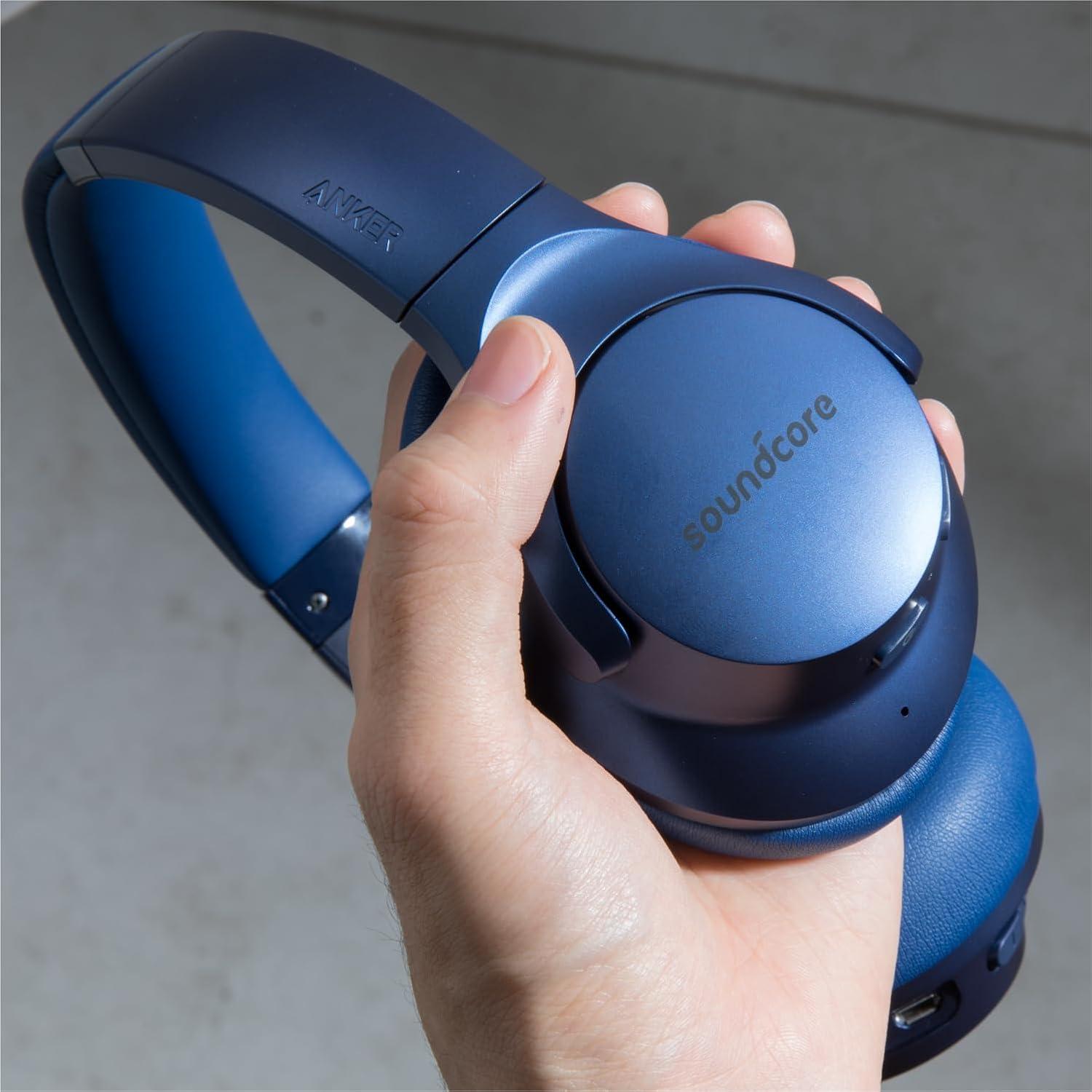 image:imageSoundcore Anker Life Q20 Hybrid Active Noise Cancelling Headphones Wireless Over Ear Bluetooth Headphones 60H Playtime HiRes Audio Deep Bass Foam Ear Cups Travel Office USBC ChargingBlue