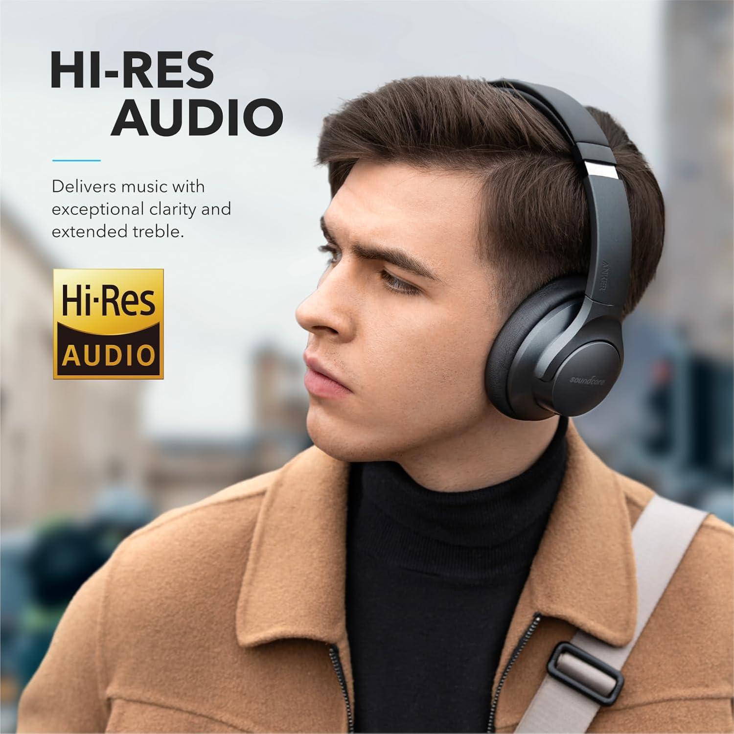 image:imageSoundcore Anker Life Q20 Hybrid Active Noise Cancelling Headphones Wireless Over Ear Bluetooth Headphones 60H Playtime HiRes Audio Deep Bass Foam Ear Cups Travel Office USBC ChargingBlack