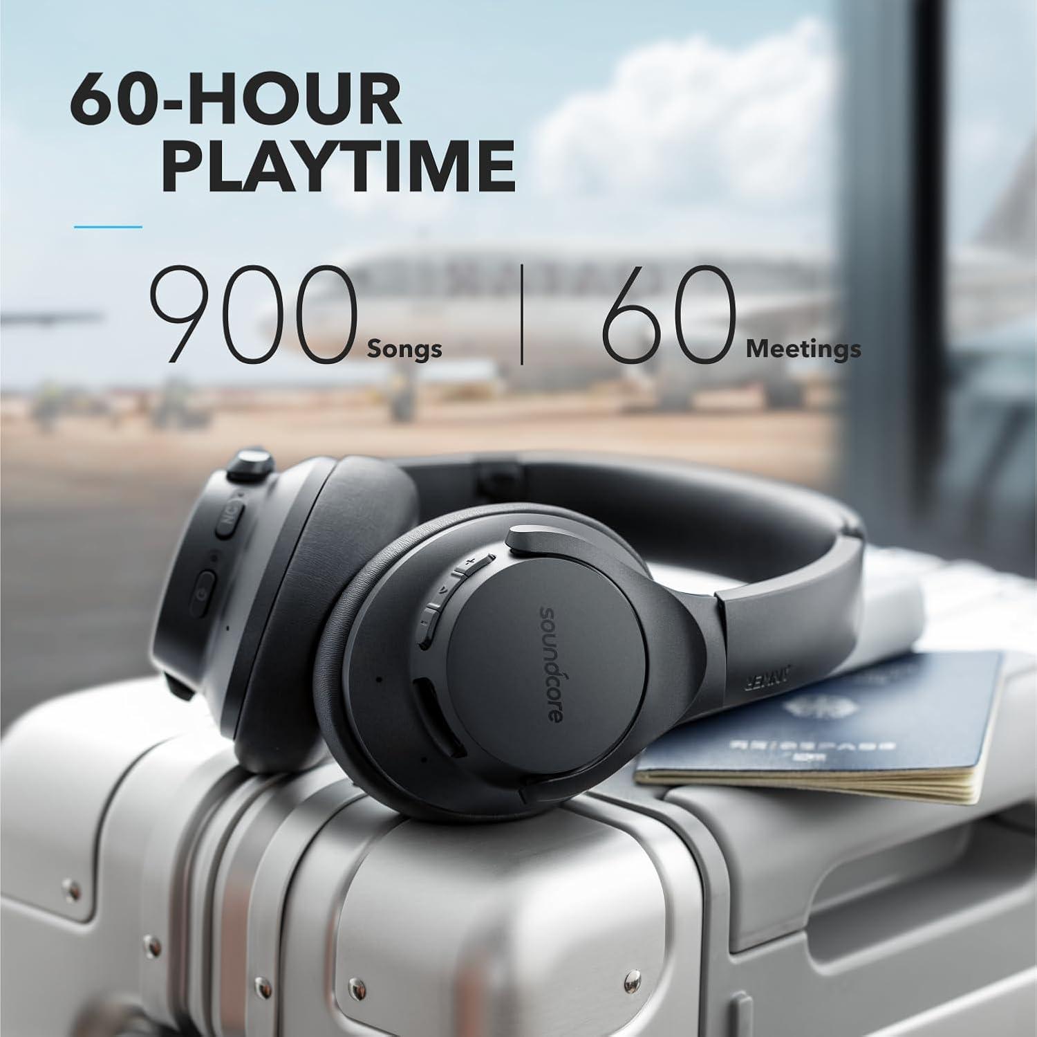 image:imageSoundcore Anker Life Q20 Hybrid Active Noise Cancelling Headphones Wireless Over Ear Bluetooth Headphones 60H Playtime HiRes Audio Deep Bass Foam Ear Cups Travel Office USBC ChargingBlack
