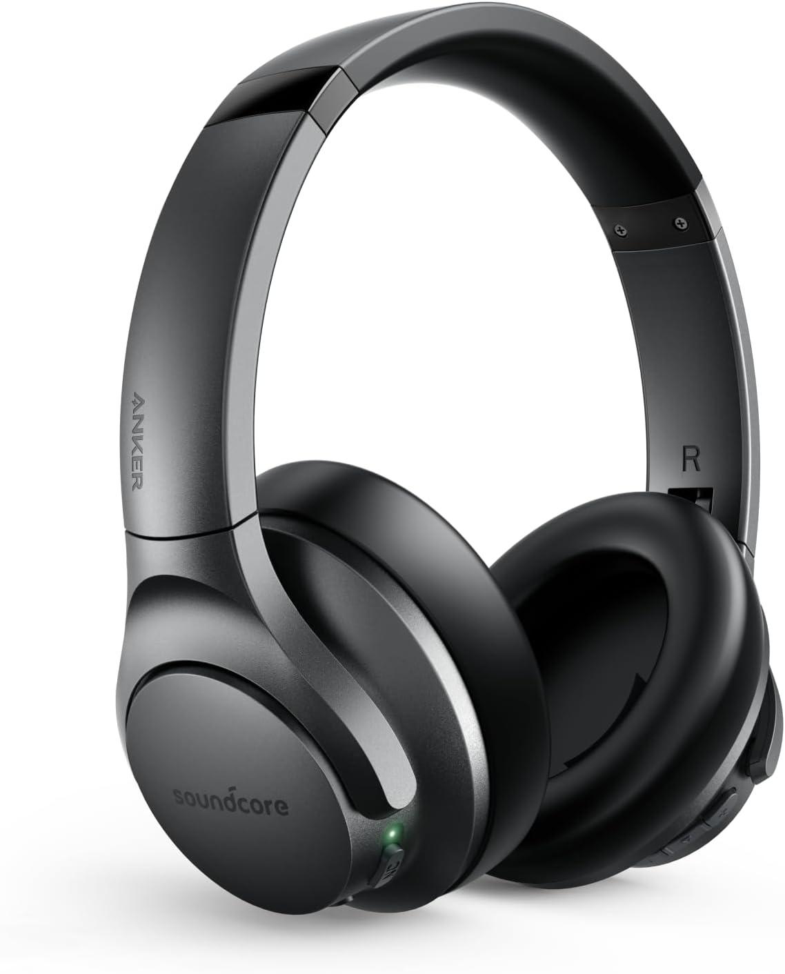 image:imageSoundcore Anker Life Q20 Hybrid Active Noise Cancelling Headphones Wireless Over Ear Bluetooth Headphones 60H Playtime HiRes Audio Deep Bass Foam Ear Cups Travel Office USBC ChargingBlack
