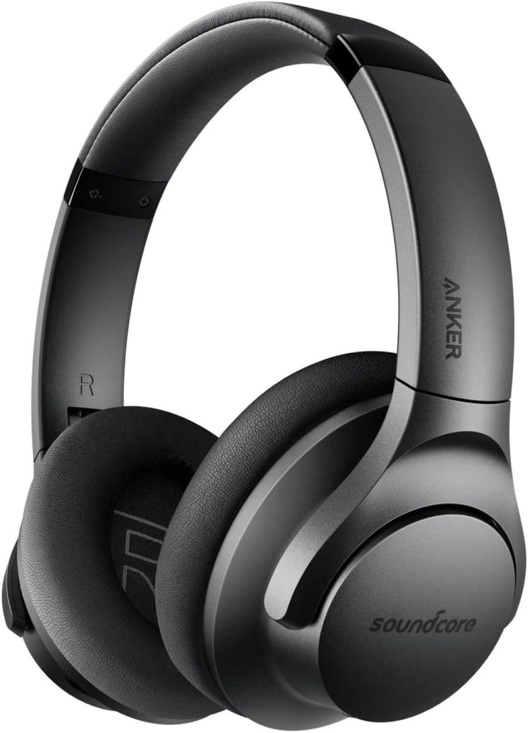 image:imageSoundcore Anker Life Q20 Hybrid Active Noise Cancelling Headphones Wireless Over Ear Bluetooth Headphones 60H Playtime HiRes Audio Deep Bass Foam Ear Cups Travel Office USBC ChargingBlack