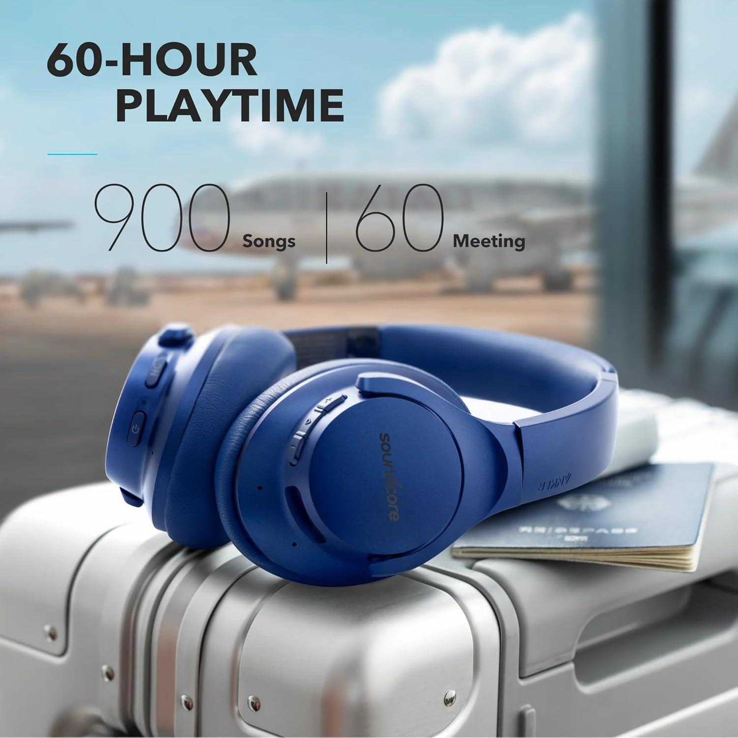 image:imageSoundcore Anker Life Q20 Hybrid Active Noise Cancelling Headphones Wireless Over Ear Bluetooth Headphones 60H Playtime HiRes Audio Deep Bass Foam Ear Cups Travel Office USBC ChargingBlue