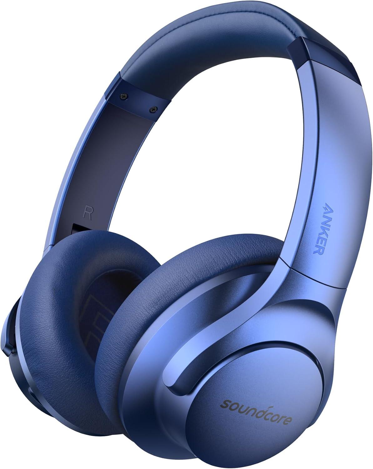 image:imageSoundcore Anker Life Q20 Hybrid Active Noise Cancelling Headphones Wireless Over Ear Bluetooth Headphones 60H Playtime HiRes Audio Deep Bass Foam Ear Cups Travel Office USBC ChargingBlue