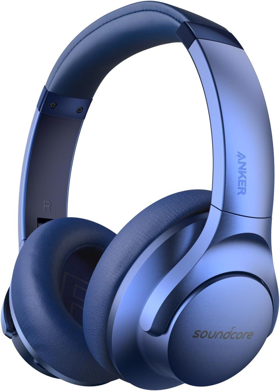 image:imageSoundcore Anker Life Q20 Hybrid Active Noise Cancelling Headphones Wireless Over Ear Bluetooth Headphones 60H Playtime HiRes Audio Deep Bass Foam Ear Cups Travel Office USBC ChargingBlue