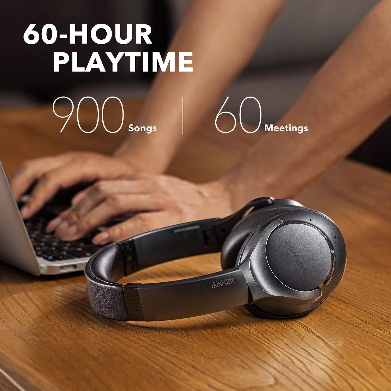 image:imageSoundcore Anker Life Q20 Hybrid Active Noise Cancelling Headphones Wireless Over Ear Bluetooth Headphones 60H Playtime HiRes Audio Deep Bass Foam Ear Cups Travel Office USBC ChargingBlack