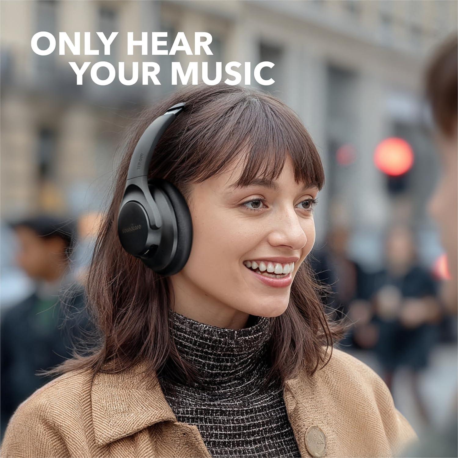 image:imageSoundcore Anker Life Q20 Hybrid Active Noise Cancelling Headphones Wireless Over Ear Bluetooth Headphones 60H Playtime HiRes Audio Deep Bass Foam Ear Cups Travel Office USBC ChargingBlack