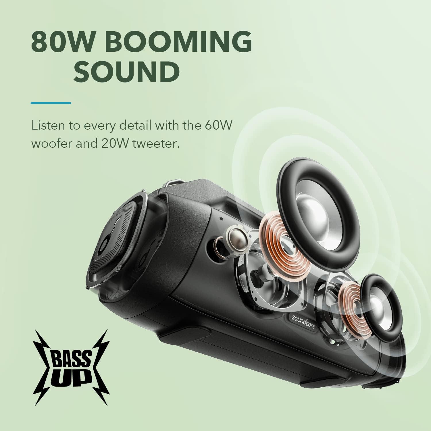 image:imageSoundcore Anker Motion Boom Plus IP67 Outdoor Speaker with 80W Stereo Sound BlackBlack