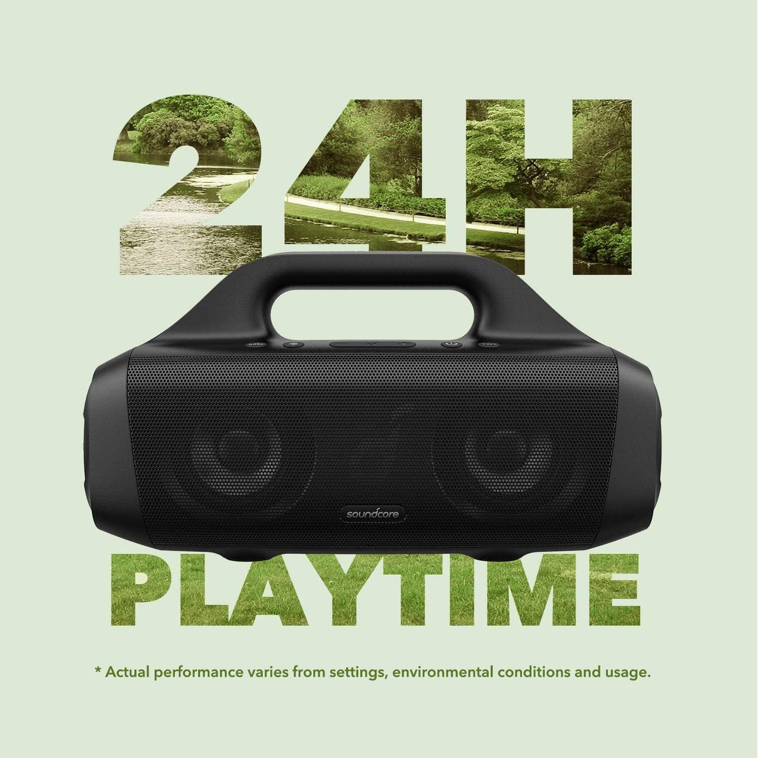 image:imageSoundcore Anker Motion Boom Waterproof Bluetooth Speaker with Titanium Drivers BassUp Technology IPX7 24H Playtime App Builtin Handle Outdoor Speaker for Camping Pool Beach Backyard