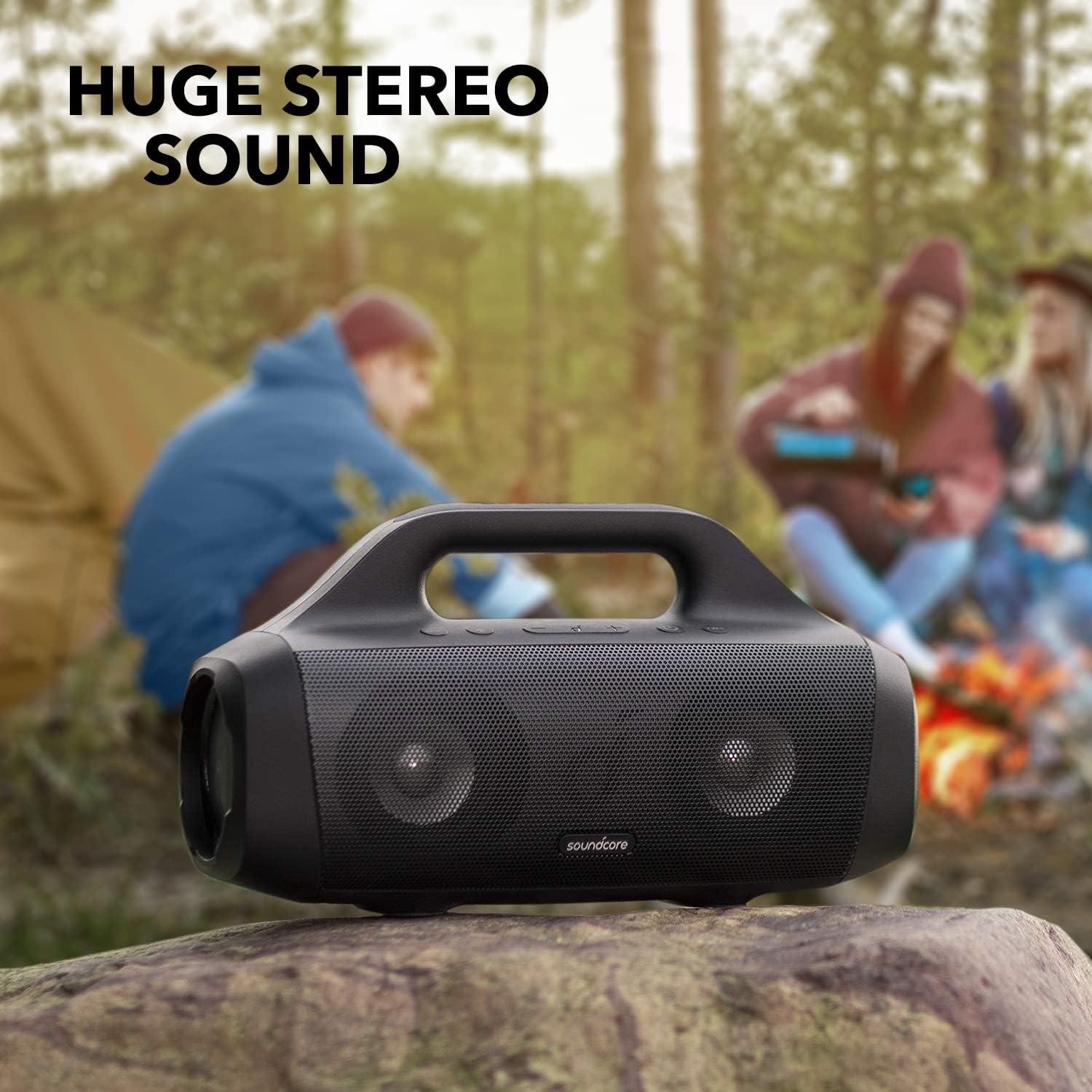 image:imageSoundcore Anker Motion Boom Waterproof Bluetooth Speaker with Titanium Drivers BassUp Technology IPX7 24H Playtime App Builtin Handle Outdoor Speaker for Camping Pool Beach Backyard
