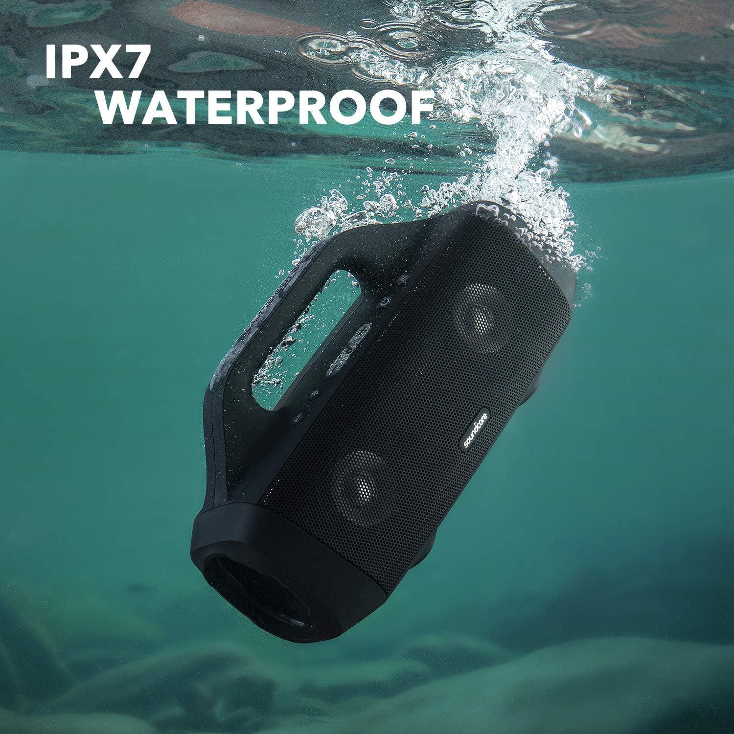image:imageSoundcore Anker Motion Boom Waterproof Bluetooth Speaker with Titanium Drivers BassUp Technology IPX7 24H Playtime App Builtin Handle Outdoor Speaker for Camping Pool Beach Backyard