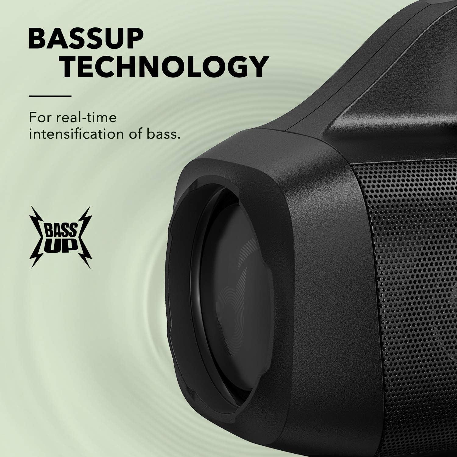 image:imageSoundcore Anker Motion Boom Waterproof Bluetooth Speaker with Titanium Drivers BassUp Technology IPX7 24H Playtime App Builtin Handle Outdoor Speaker for Camping Pool Beach Backyard