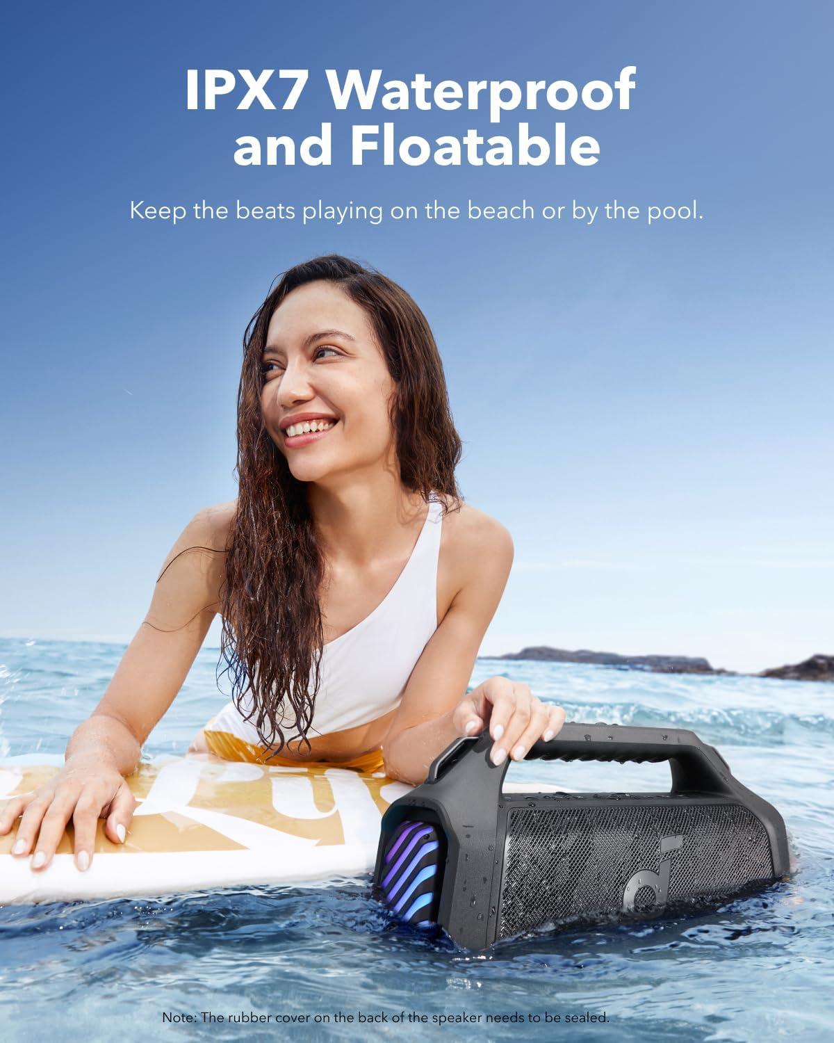 image:imageSoundcore Boom 2 Plus Portable Speaker by Anker 140W 22 Channel BassUp 20 20H Playtime Fast Charge IPX7 Waterproof RGB Lights Power Bank Bluetooth 53 Outdoor Speakers Camping BeachBlack