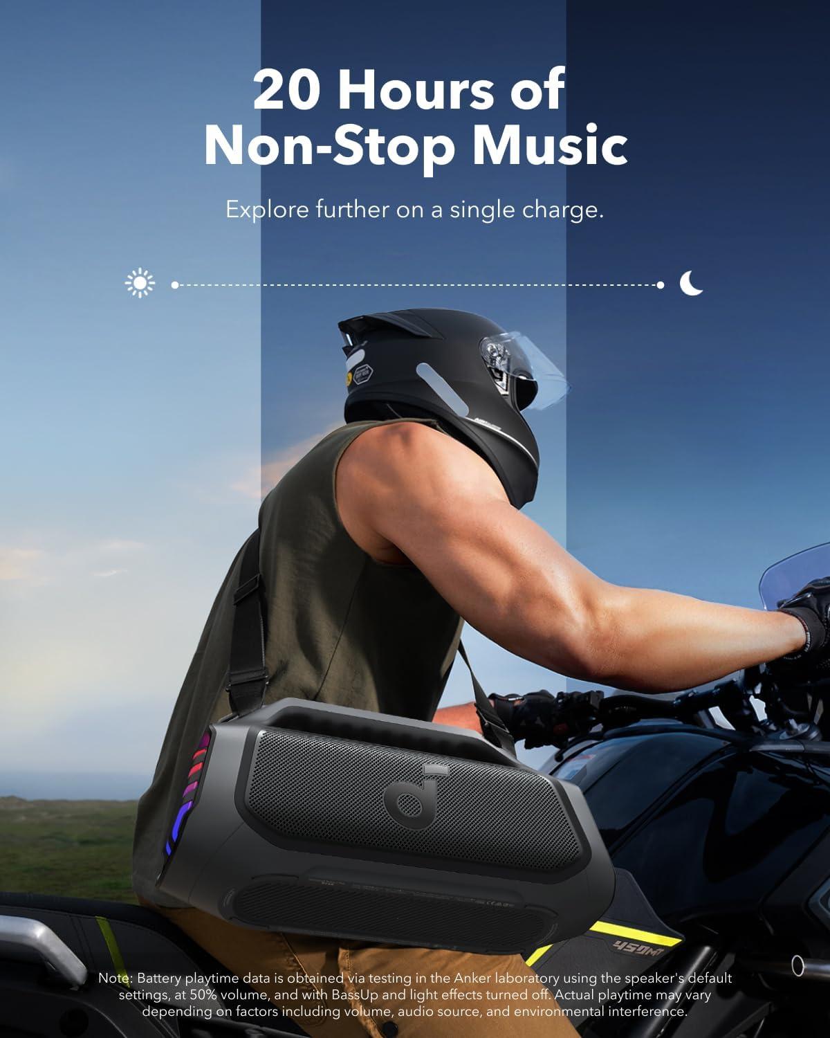 image:imageSoundcore Boom 2 Plus Portable Speaker by Anker 140W 22 Channel BassUp 20 20H Playtime Fast Charge IPX7 Waterproof RGB Lights Power Bank Bluetooth 53 Outdoor Speakers Camping BeachBlack
