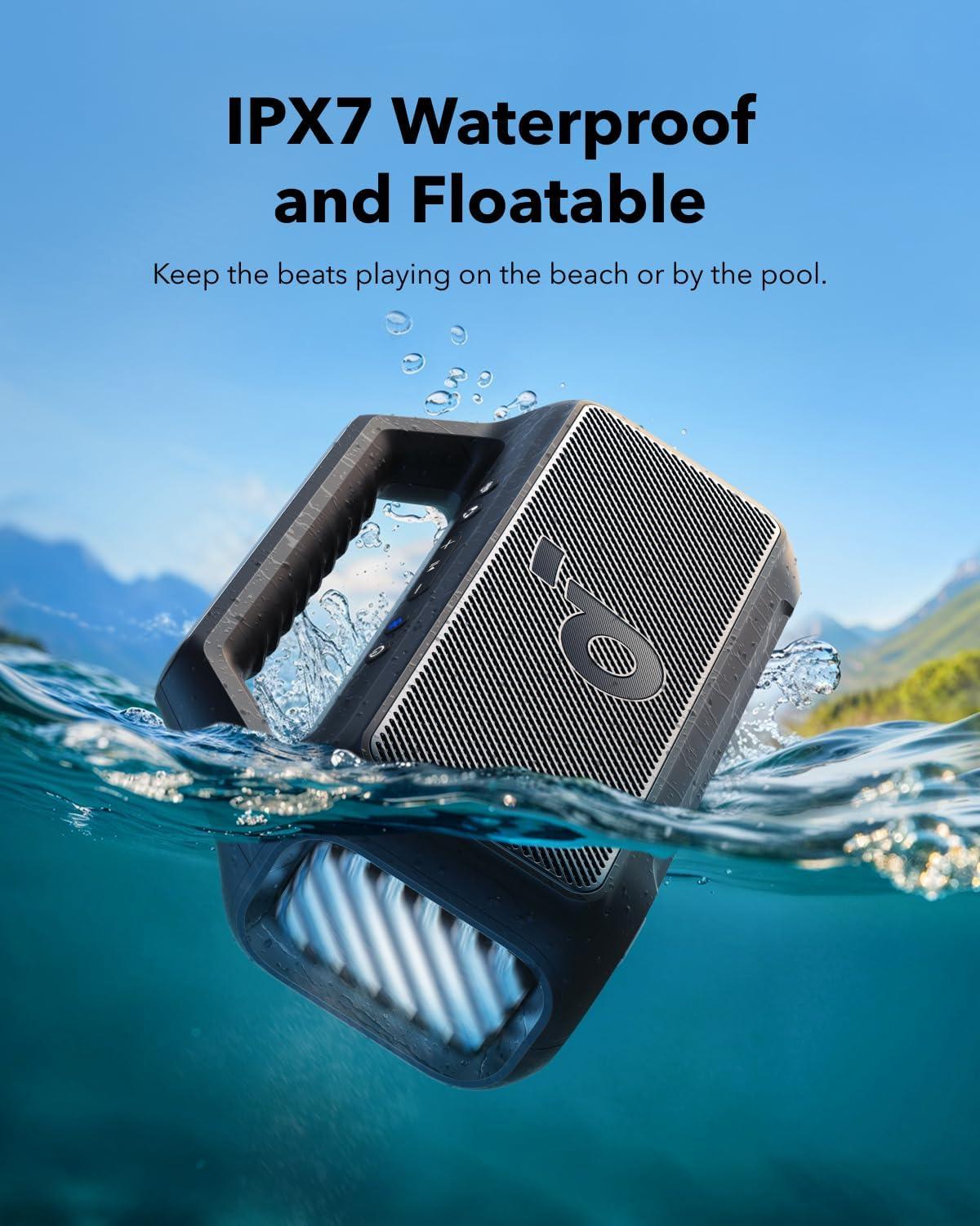 image:imageSoundcore Boom 2 by Anker Outdoor Speaker 80W Subwoofer BassUp 20 24H Playtime IPX7 Waterproof Floatable RGB Lights USBC Custom EQ Bluetooth 53 Portable for Camping and Beach BlueBlack