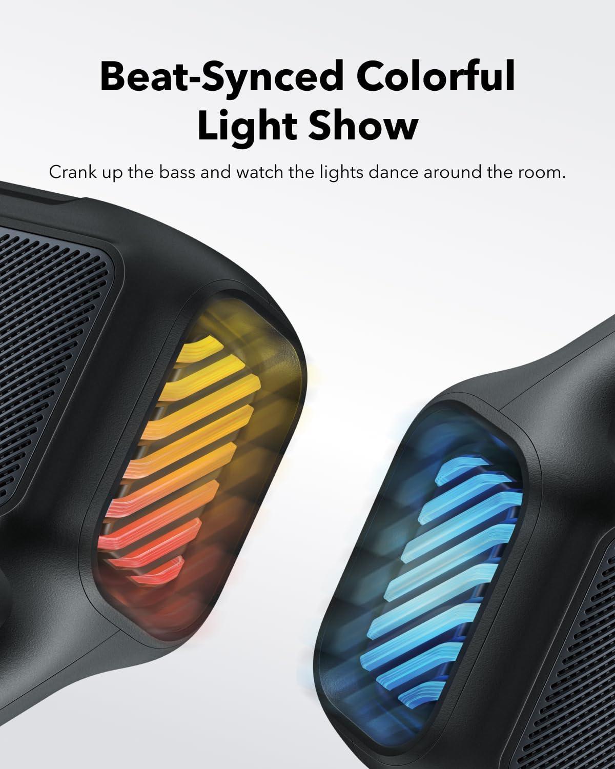 image:imageSoundcore Boom 2 by Anker Outdoor Speaker 80W Subwoofer BassUp 20 24H Playtime IPX7 Waterproof Floatable RGB Lights USBC Custom EQ Bluetooth 53 Portable for Camping and Beach GreenBlack