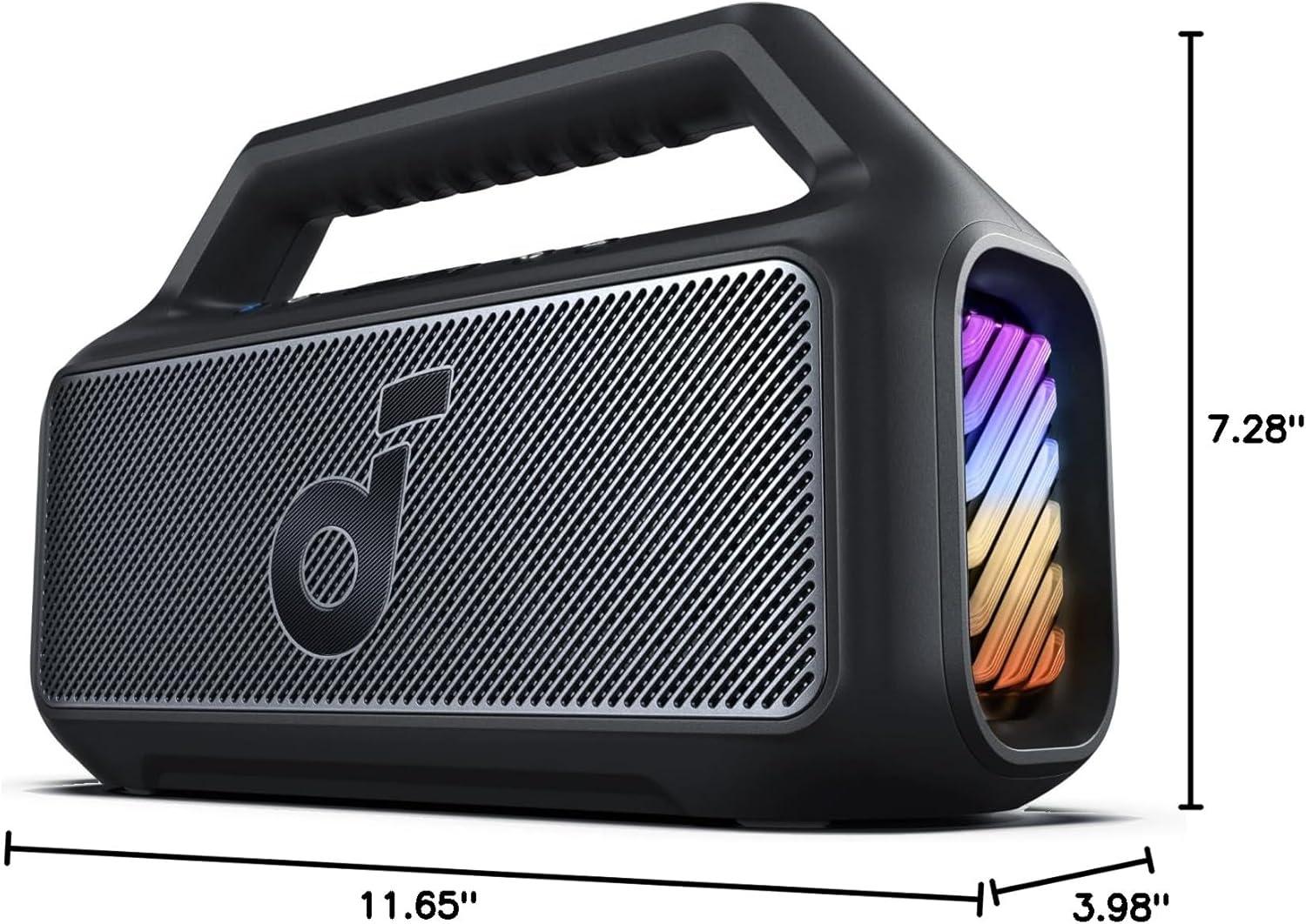 image:imageSoundcore Boom 2 by Anker Outdoor Speaker 80W Subwoofer BassUp 20 24H Playtime IPX7 Waterproof Floatable RGB Lights USBC Custom EQ Bluetooth 53 Portable for Camping and Beach BlueBlack