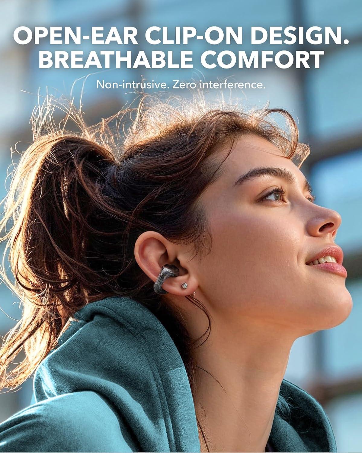 image:imageSoundcore C30i by Anker OpenEar Earbuds ClipOn Headphones Lightweight Comfort SmallEar Friendly Stable Fit FirmShell Design Attachable Ear Grips Big Drivers for Clear Audio 30H Play IPX4Clarity Black