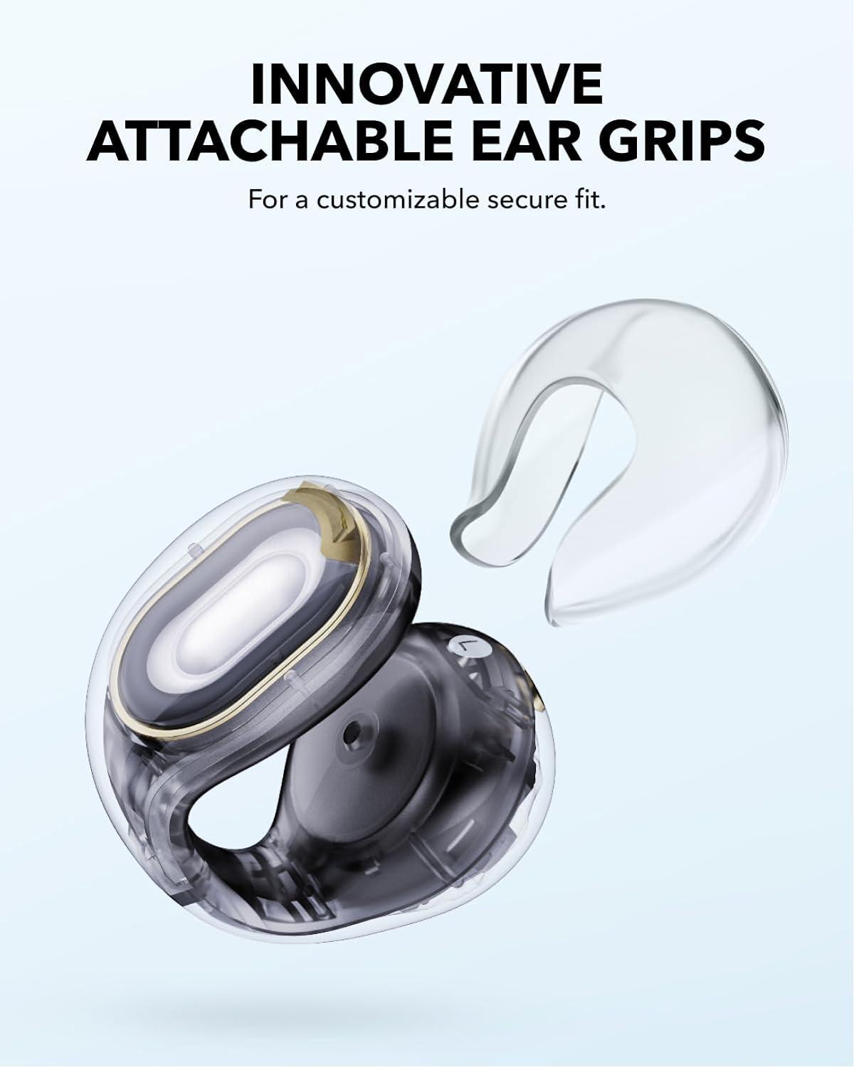 image:imageSoundcore C30i by Anker OpenEar Earbuds ClipOn Headphones Lightweight Comfort SmallEar Friendly Stable Fit FirmShell Design Attachable Ear Grips Big Drivers for Clear Audio 30H Play IPX4Clarity Black
