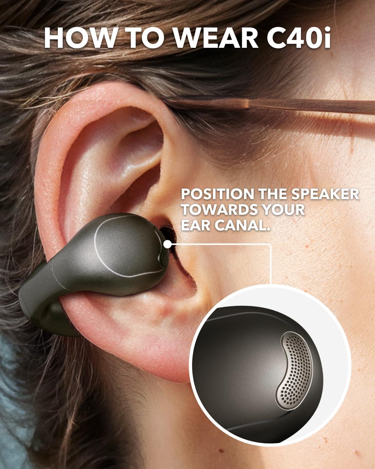 image:imageSoundcore C40i by Anker OpenEar Earbuds ClipOn Headphones Flexible Joint Design Button Controls Lightweight Comfort Stable Fit with Attachable Ear Grips Expansive Drivers for Clear SoundDark Gray