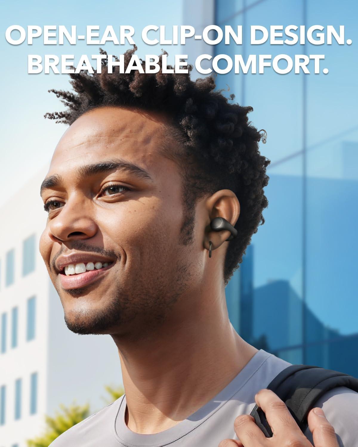 image:imageSoundcore C40i by Anker OpenEar Earbuds ClipOn Headphones Flexible Joint Design Button Controls Lightweight Comfort Stable Fit with Attachable Ear Grips Expansive Drivers for Clear SoundDark Gray
