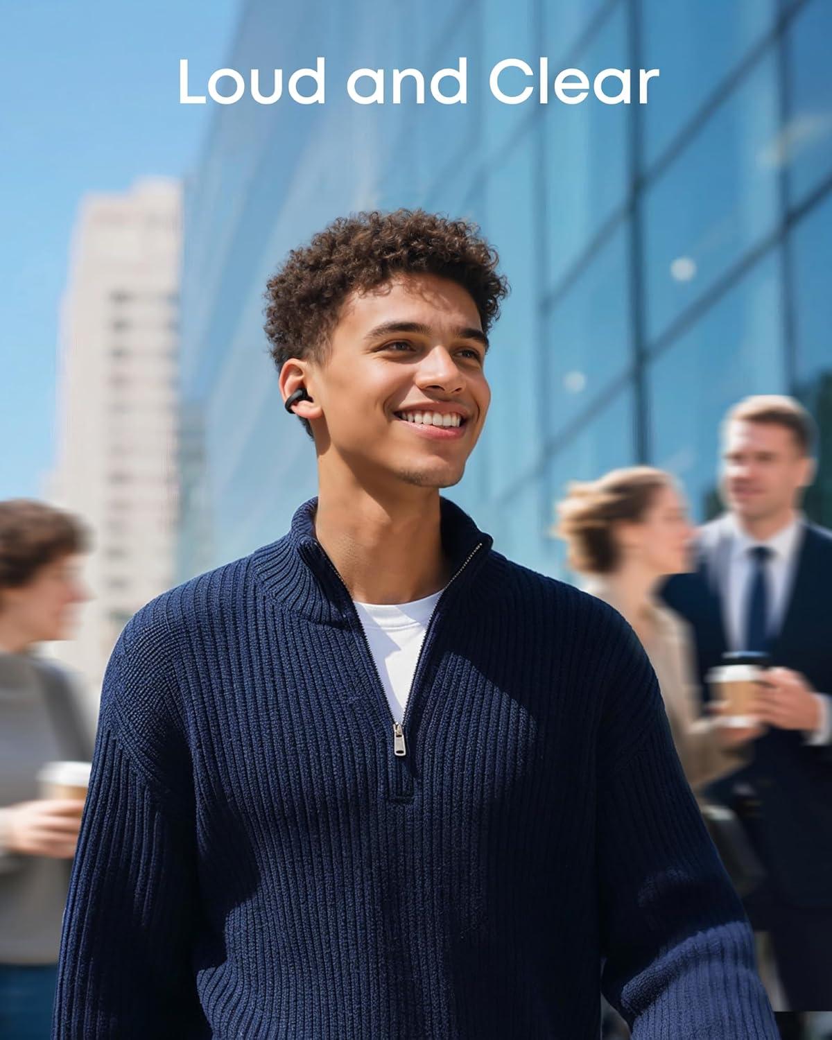 image:imageSoundcore C50i Open Ear Earbuds ClipOn Headphones Over Ear for Running Workout 12mm Drivers Powerful Bass 28H Playtime IP55 Waterproof Bluetooth 60 HiRes FlexiClip Design by AnkerBlack