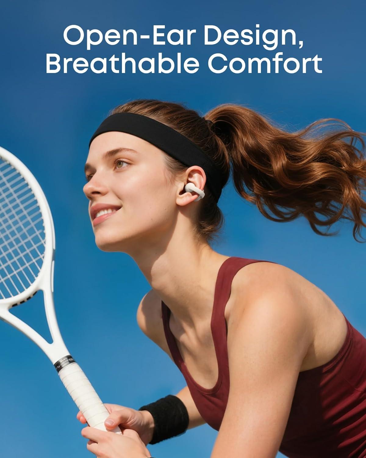 image:imageSoundcore C50i Open Ear Earbuds ClipOn Headphones Over Ear for Running Workout 12mm Drivers Powerful Bass 28H Playtime IP55 Waterproof Bluetooth 60 HiRes FlexiClip Design by AnkerWhite