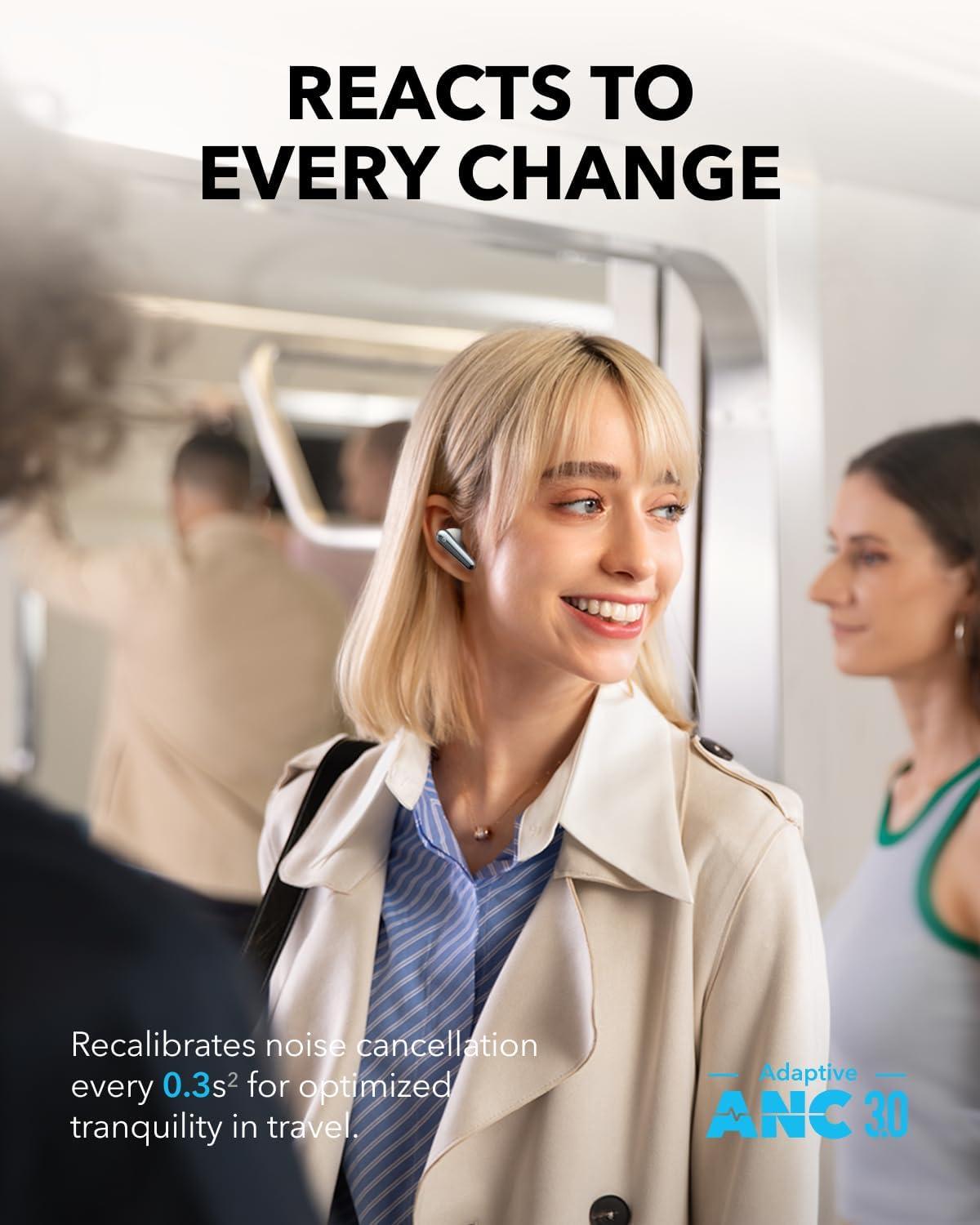 image:imageSoundcore Liberty 4 Pro by Anker Noise Cancelling Wireless Earbuds 7Sensor and RealTime Adaptive Noise Cancelling 2 Faster Charging StudioLevel HiFi Music Clear Calls with 6 Mics and AIWhite