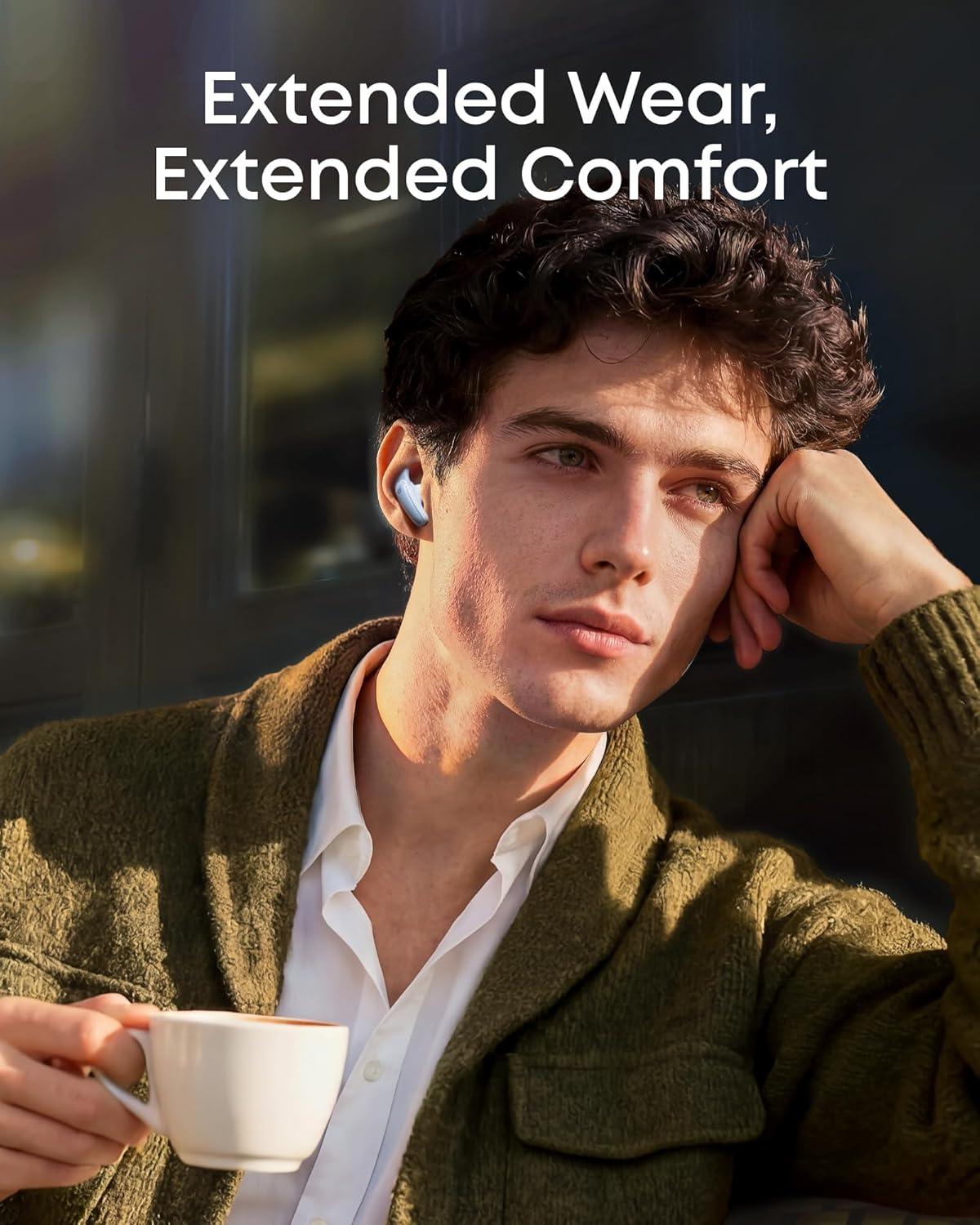 image:imageSoundcore Liberty Buds by Anker SemiinEar Design Removable Ear Fins RealTime Adaptive Noise Cancelling Fast Charging Wireless Bluetooth EarbudsTranslation Earbuds 30H PlaytimeLight Blue
