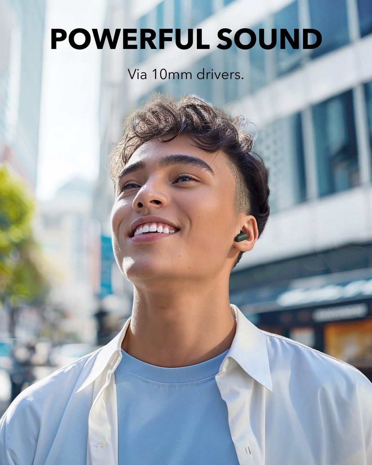 image:imageSoundcore P30i by Anker Noise Cancelling Earbuds Strong and Smart Noise Cancelling Powerful Bass 45H Playtime 2in1 Case and Phone Stand IP54 Wireless Earbuds Bluetooth 54 BlackGreen