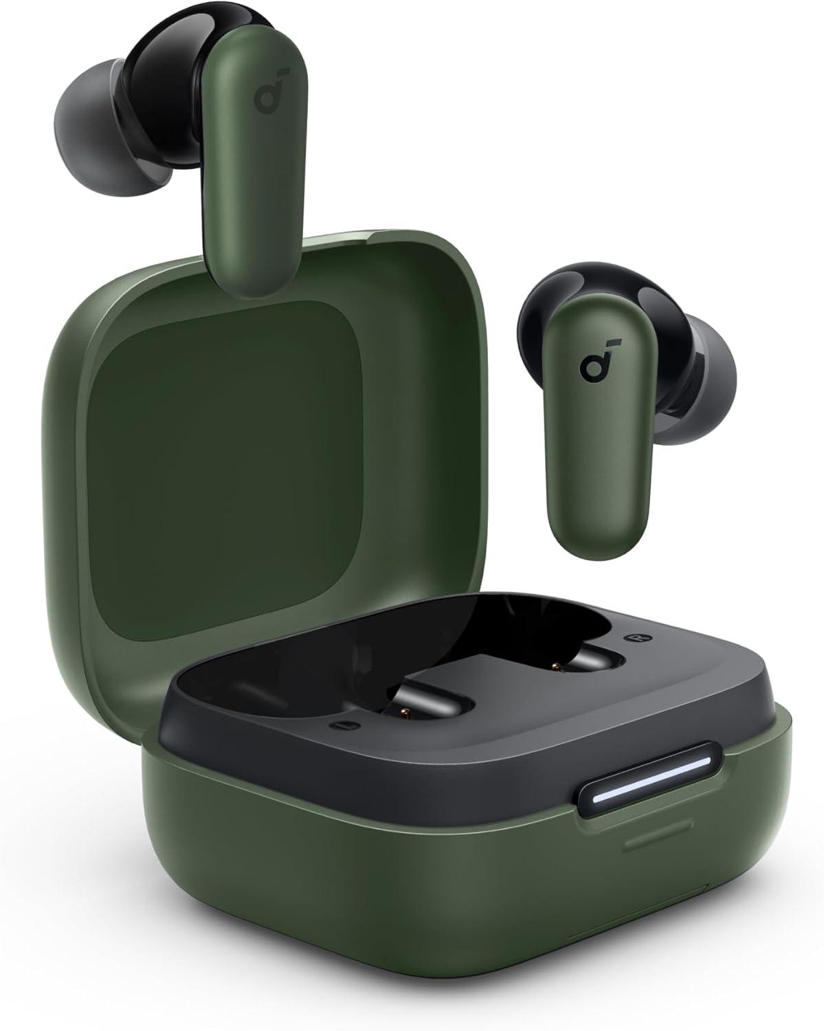 image:imageSoundcore P30i by Anker Noise Cancelling Earbuds Strong and Smart Noise Cancelling Powerful Bass 45H Playtime 2in1 Case and Phone Stand IP54 Wireless Earbuds Bluetooth 54 BlackGreen