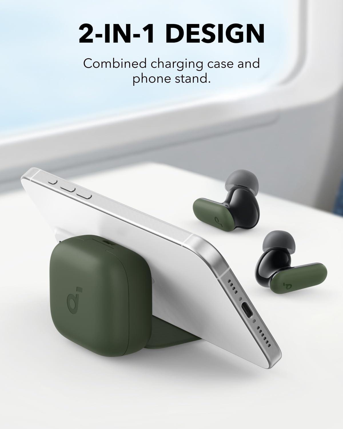 image:imageSoundcore P30i by Anker Noise Cancelling Earbuds Strong and Smart Noise Cancelling Powerful Bass 45H Playtime 2in1 Case and Phone Stand IP54 Wireless Earbuds Bluetooth 54 BlackGreen