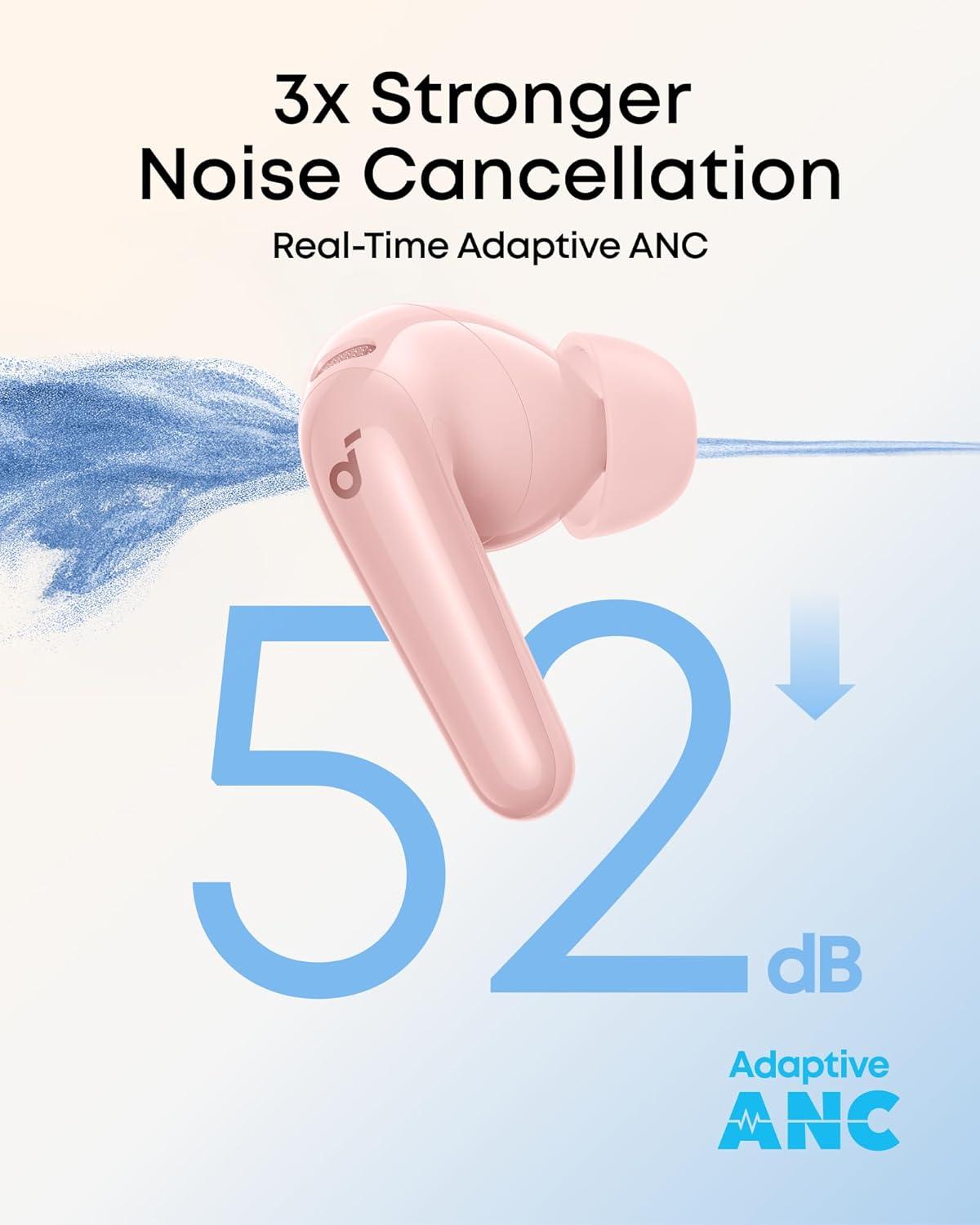 image:imageSoundcore P31i by Anker RealTime Adaptive Noise Cancelling HiRes Sound Translation Earbuds 50H Playtime Wireless Earbuds Bluetooth Earphones Spatial Audio Fast Charging IP55Pink