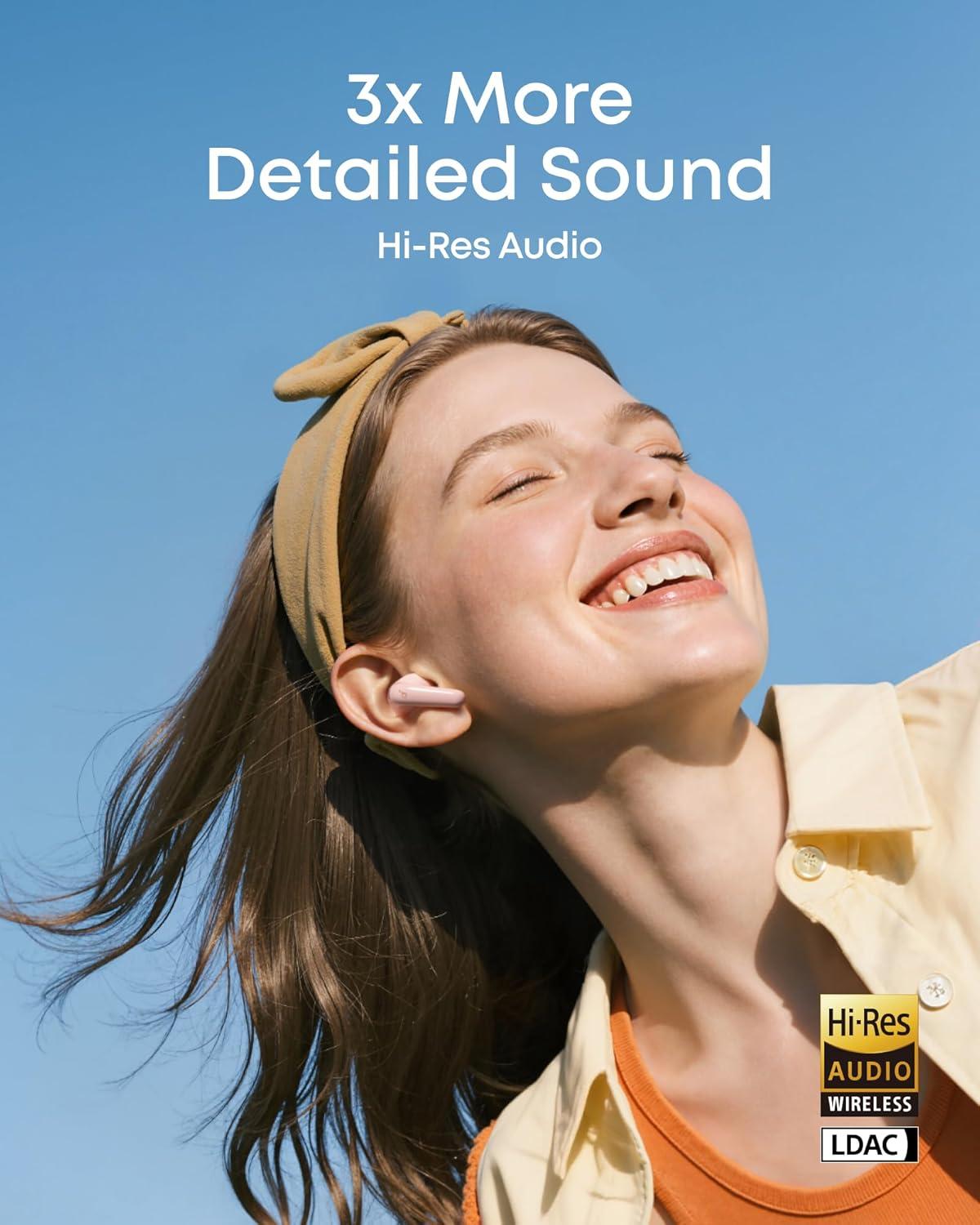 image:imageSoundcore P31i by Anker RealTime Adaptive Noise Cancelling HiRes Sound Translation Earbuds 50H Playtime Wireless Earbuds Bluetooth Earphones Spatial Audio Fast Charging IP55Pink