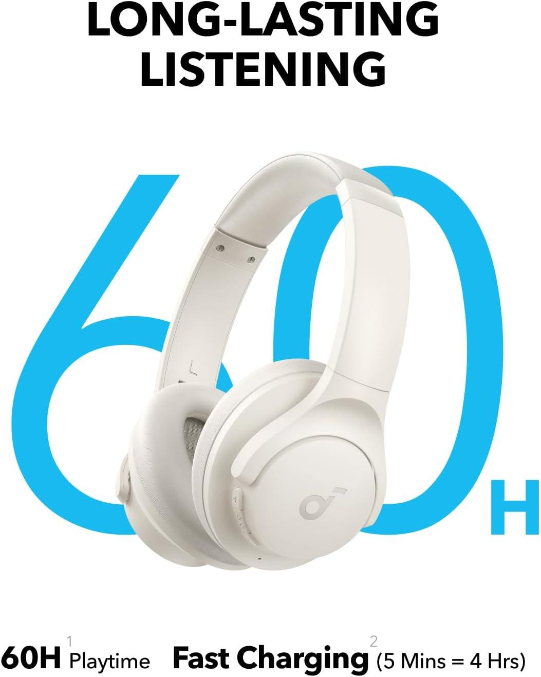 image:imageSoundcore Q11i Wireless OverEar Bluetooth Headphones by Anker Deep Bass 60H Playtime HiRes Audio Detachable Ear Cushions Multipoint ConnectionCream White