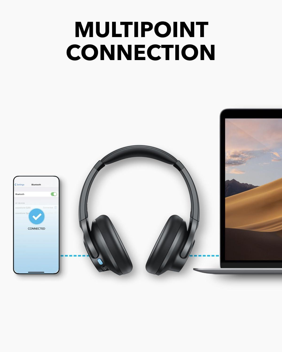 image:imageSoundcore Q11i Wireless OverEar Bluetooth Headphones by Anker Deep Bass 60H Playtime HiRes Audio Detachable Ear Cushions Multipoint ConnectionDark Gray