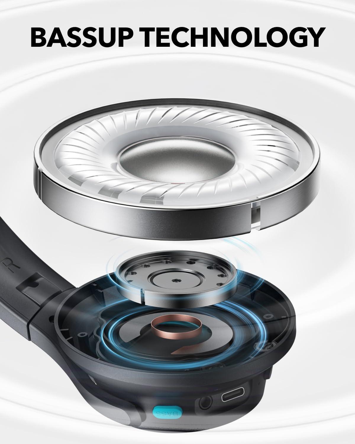 image:imageSoundcore Q11i Wireless OverEar Bluetooth Headphones by Anker Deep Bass 60H Playtime HiRes Audio Detachable Ear Cushions Multipoint ConnectionDark Gray